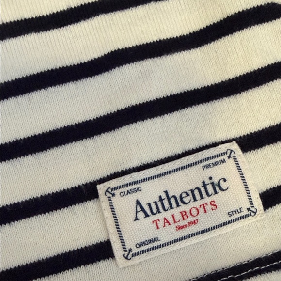 Talbots Nautical Navy and White Striped Boatneck top w/Red Accents Size Medium - Picture 3 of 5